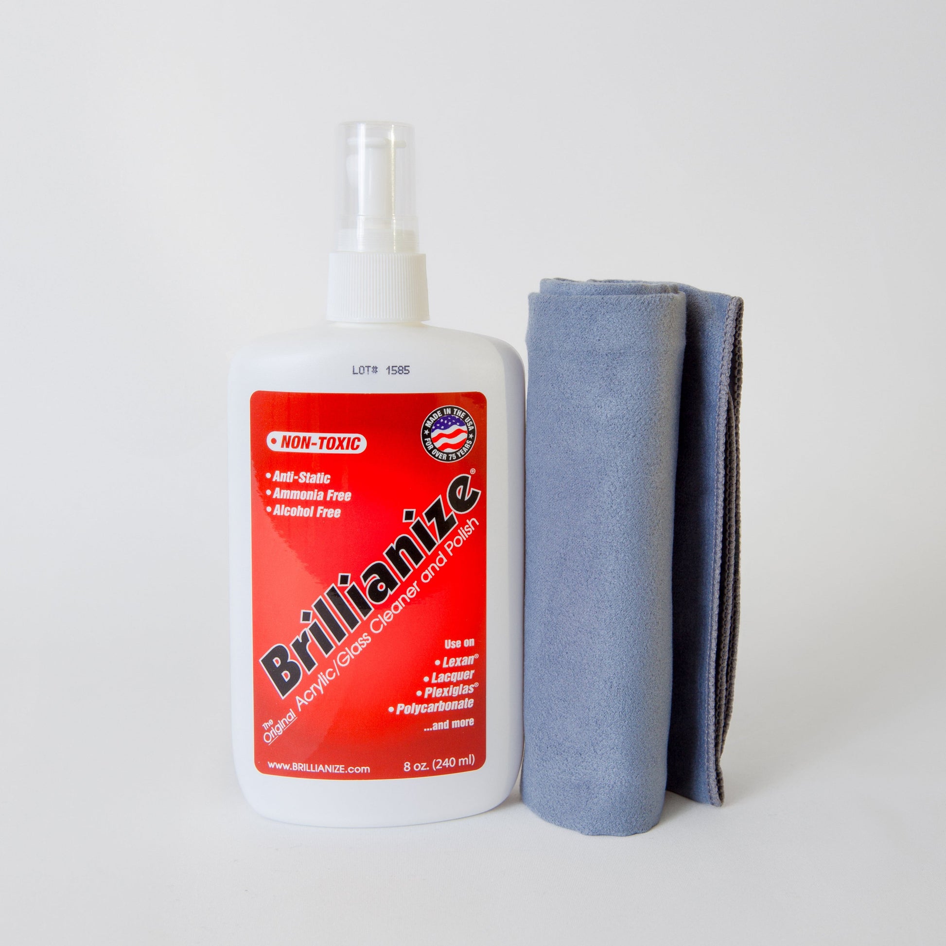 Plastic Cleaner Kit by Brillianize for Polycarbonate spray and cloth